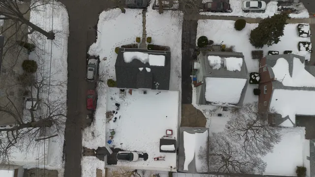 aerial view of a house with a outdoor space
