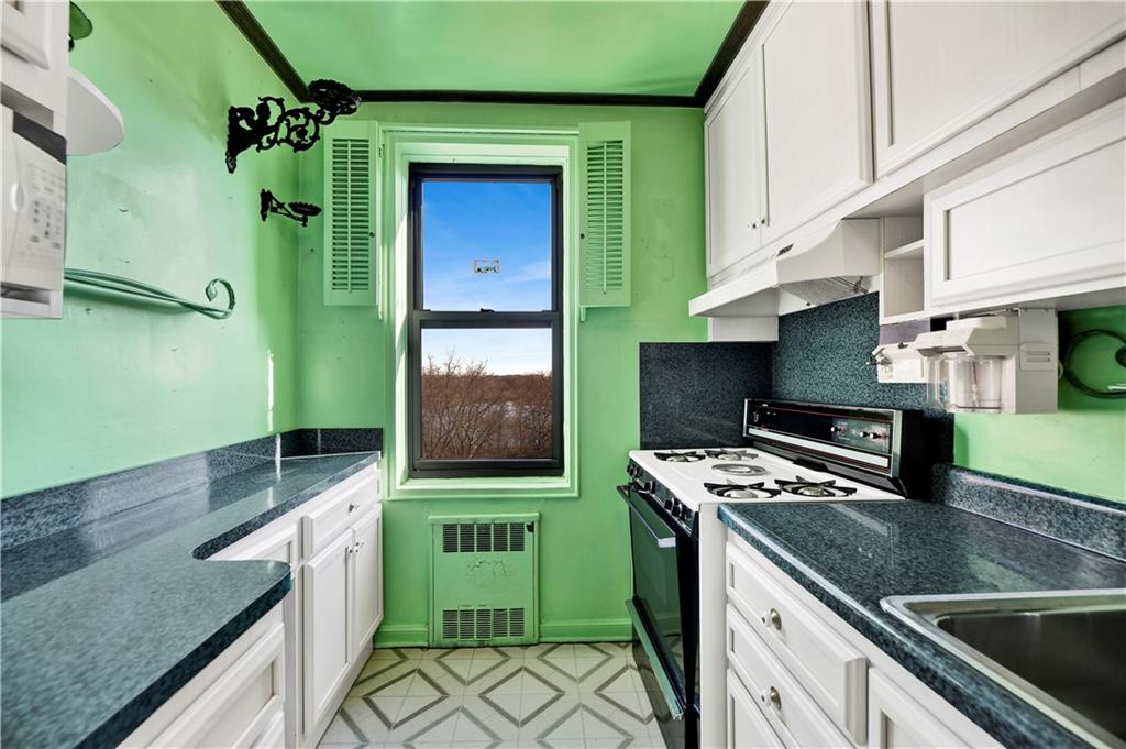 2260 Burnett Street, Unit 6K Brooklyn, NY 11229 - Photo 8 of 17 a kitchen with granite countertop a sink a stove and cabinets