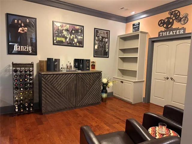 a view of a lake with a yard