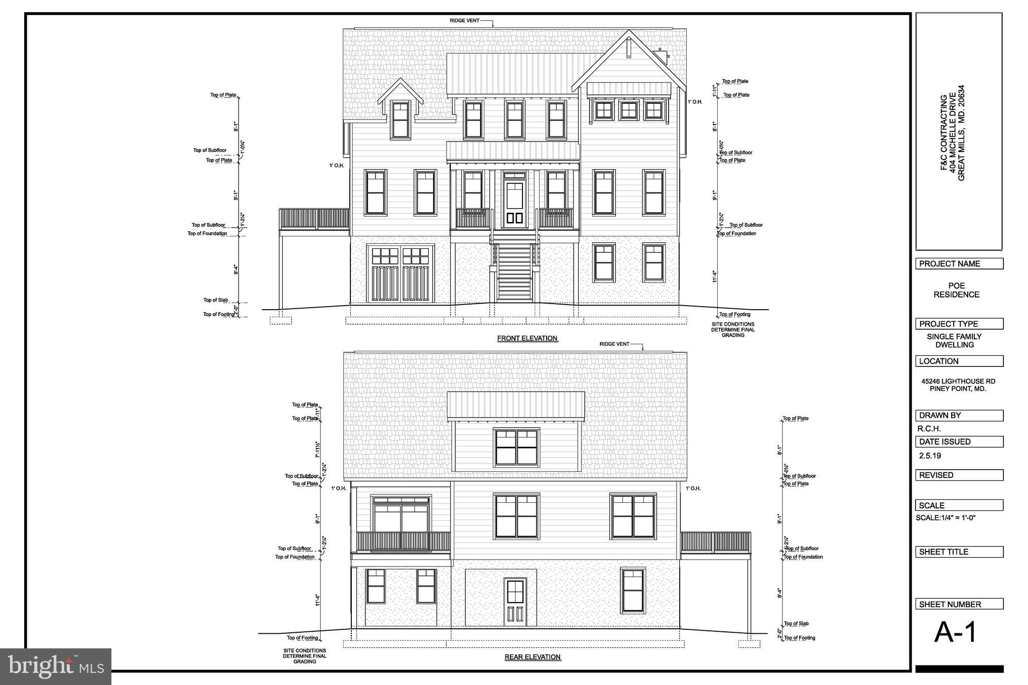 45246 Lighthouse Road Piney Point, MD 20674 - Photo 28 of 33 Front Rear Elevations