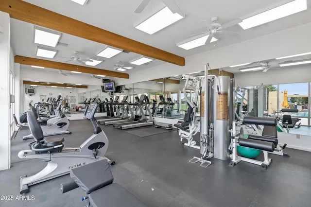 a view of a room with gym equipment