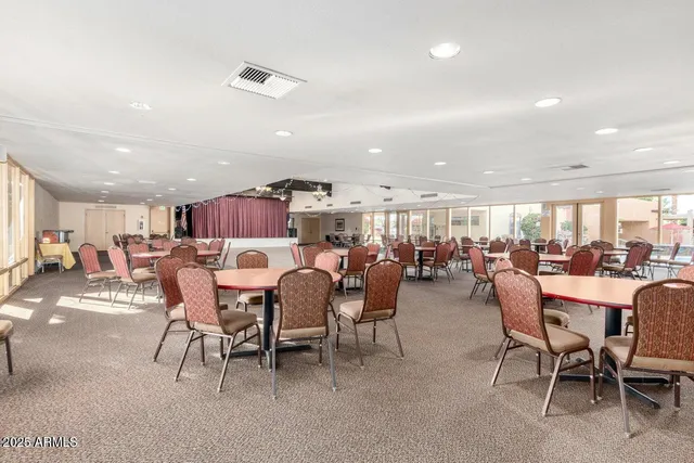 a view of a dining area with furniture