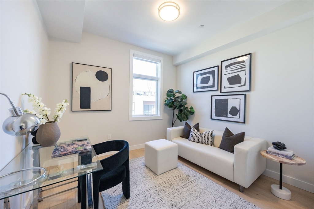 1 Loring Street, Unit 3 Somerville, MA 02143 - Photo 27 of 39 a living room with furniture and a potted plant