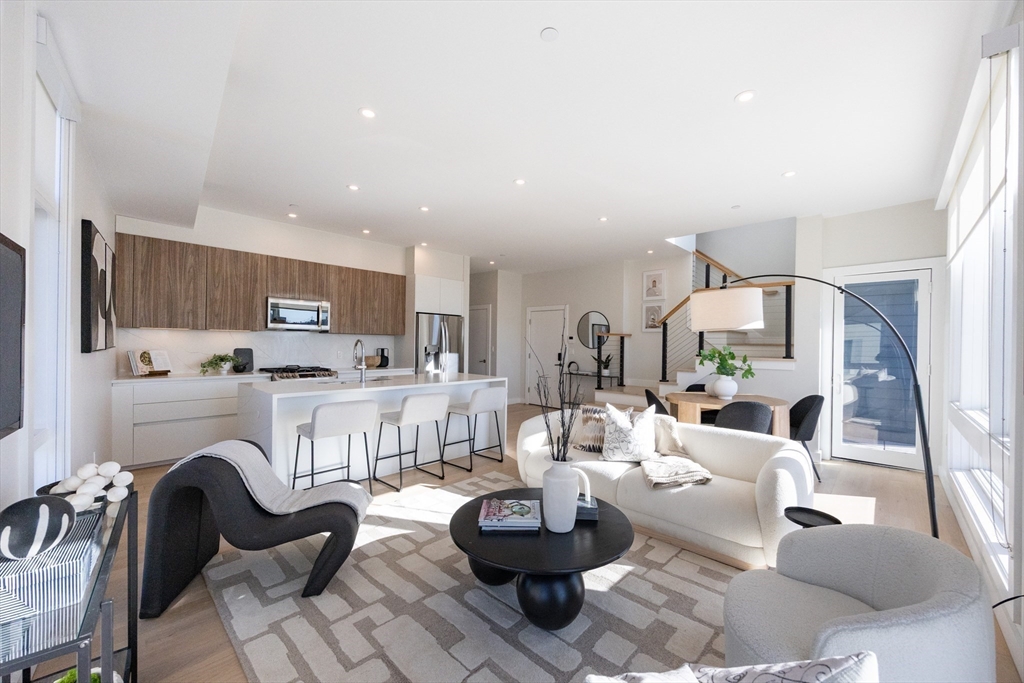 1 Loring Street, Unit 3 Somerville, MA 02143 - Photo 34 of 39 a living room with furniture and a fireplace