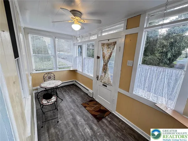 a bath room with a window