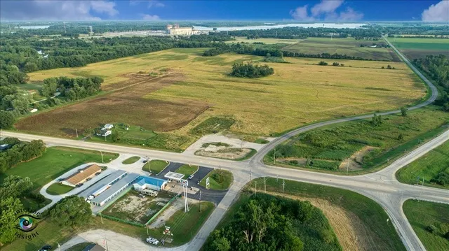 a view of a lake with a yard