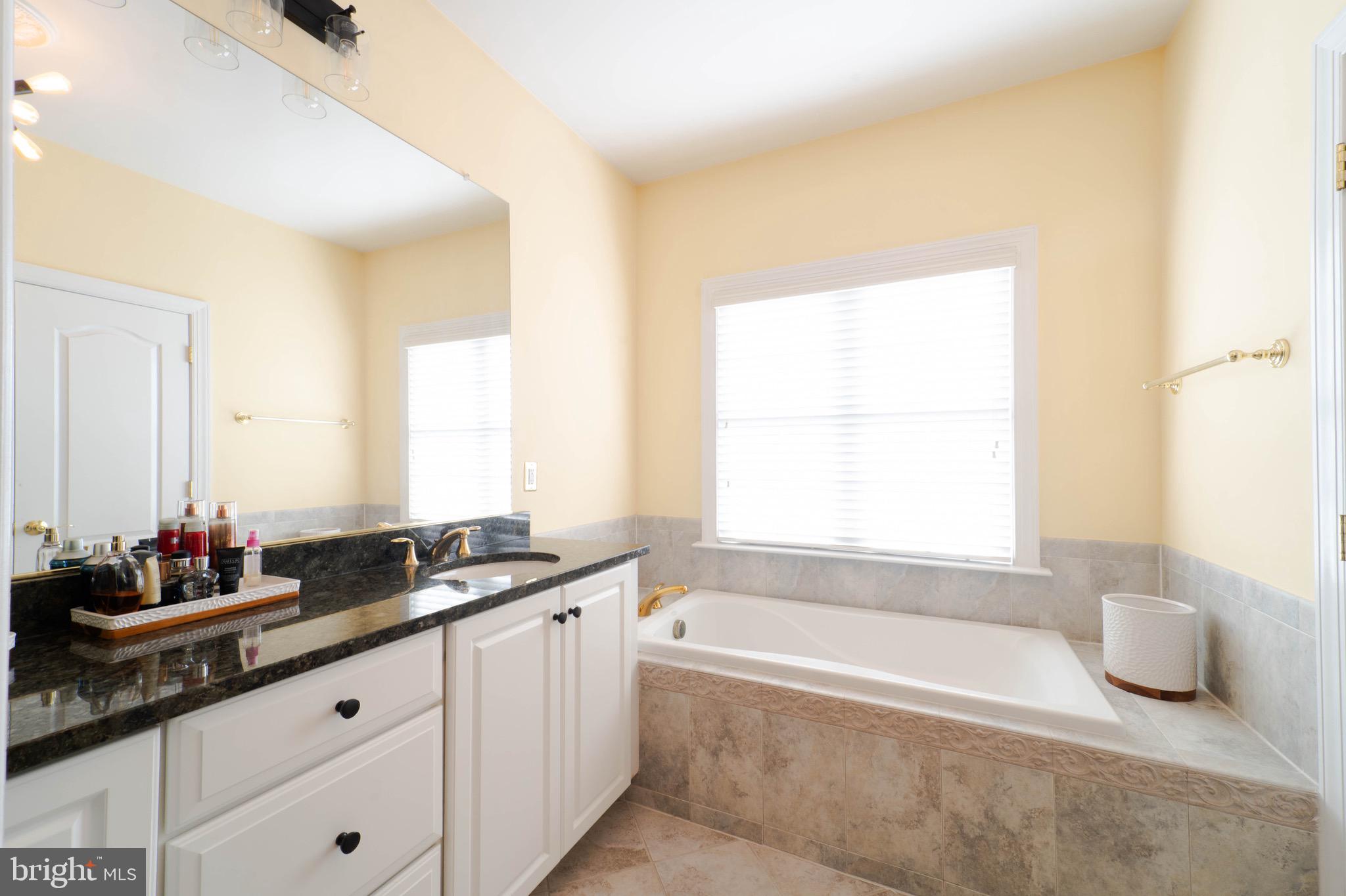11453 Galliec Street, Unit 40 Fairfax, VA 22030 - Photo 35 of 45 a bathroom with a granite countertop sink and a bathtub