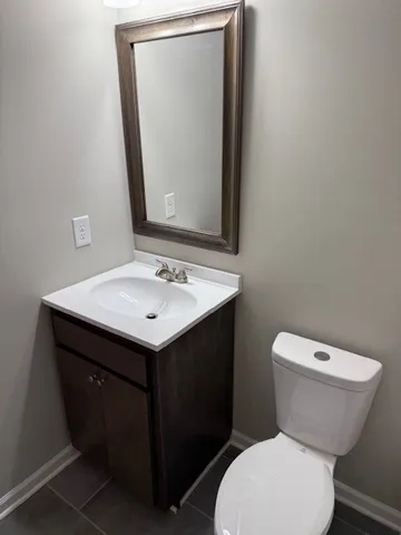 a bathroom with a mirror