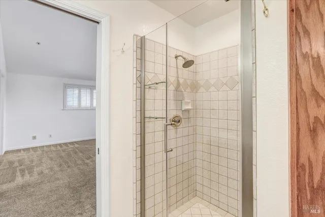 a bathroom with a shower