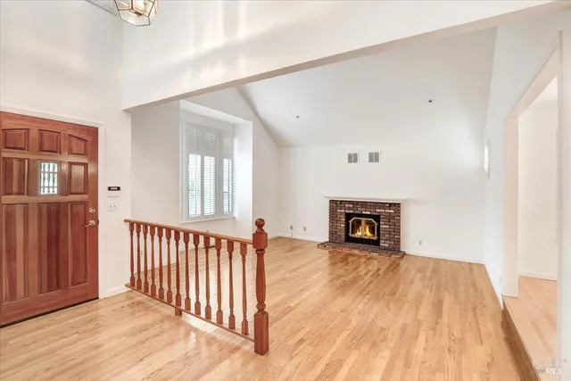 a view of a livingroom with a fireplace