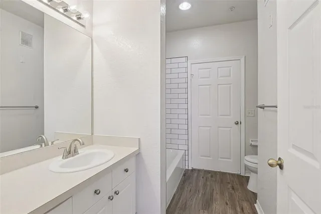 a bathroom with a bathtub