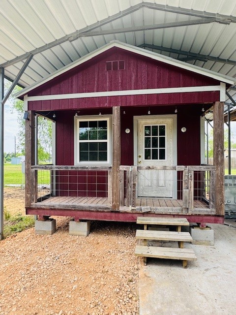 Front entrance with patio