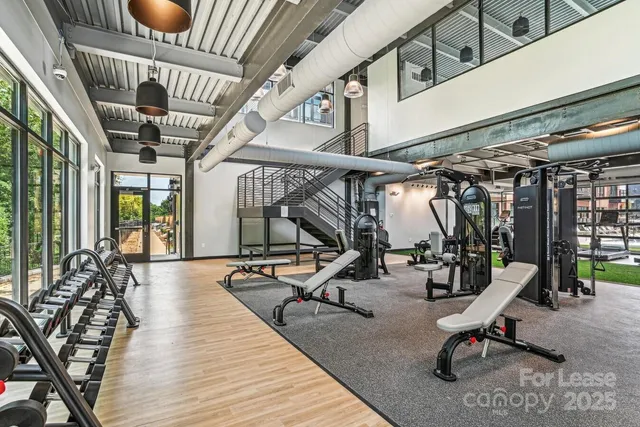 a view of a room with gym equipment