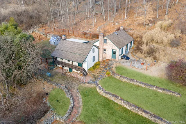 an aerial view of a house