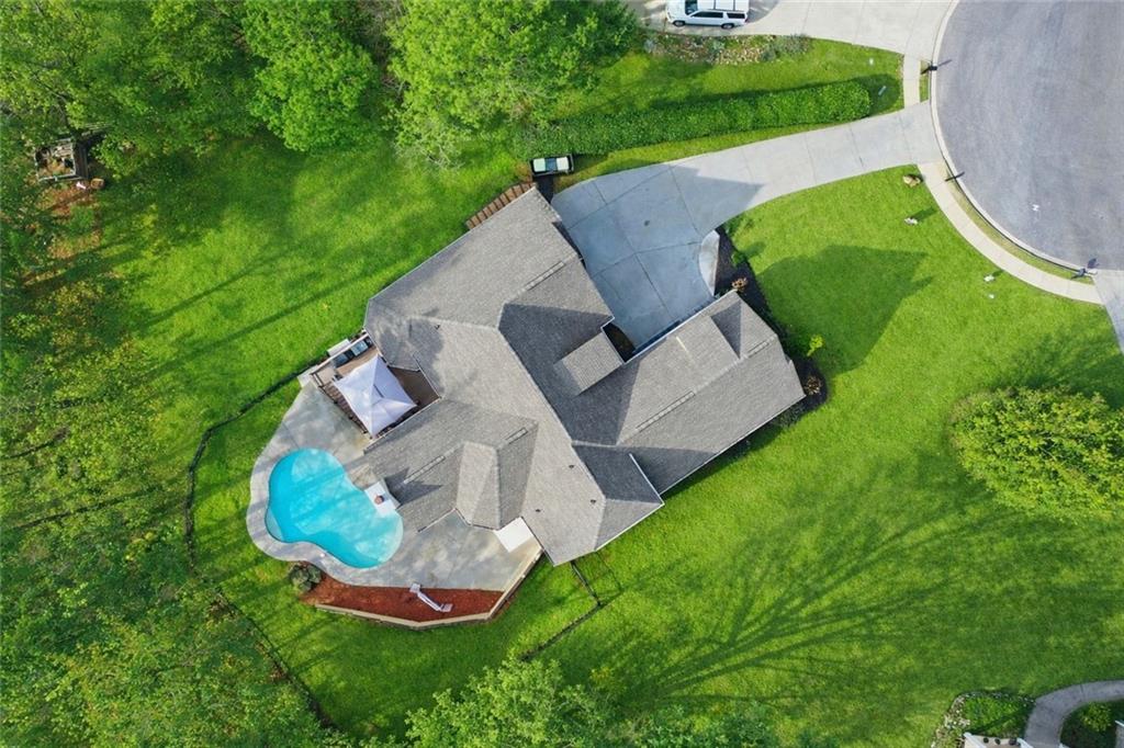 an aerial view of a house