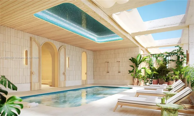 a view of swimming pool with a outdoor seating