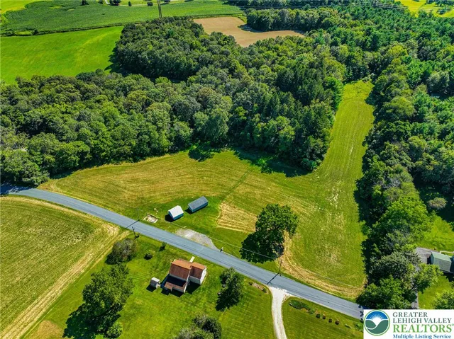 a view of a back yard with green space