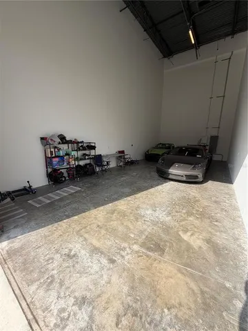 a room with a bed and a stove