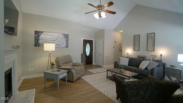 a living room with furniture