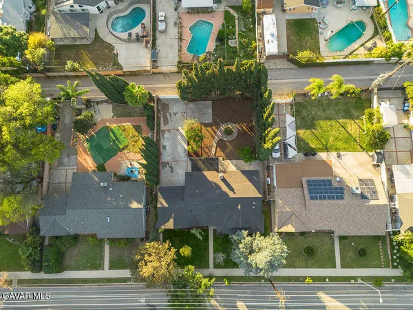 an aerial view of multiple houses