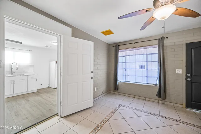 a view of an outdoor space with a large window