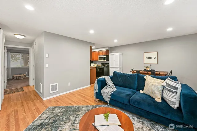 a living room with furniture and a couch