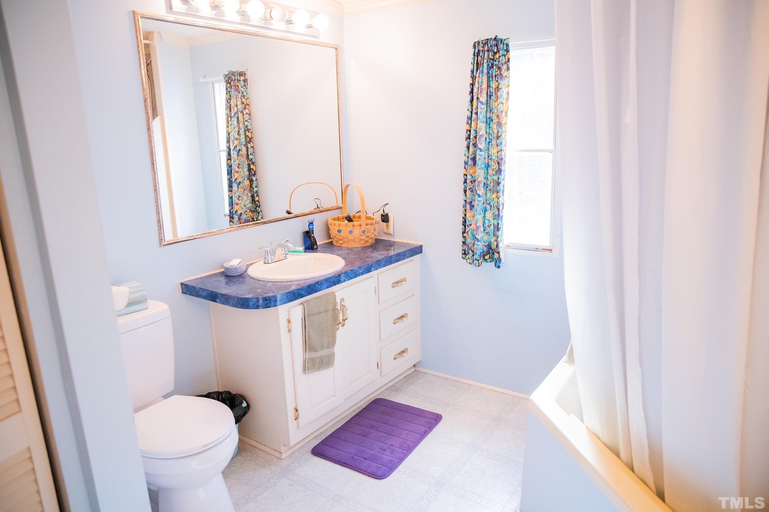 6180 Helena Moriah Road Rougemont, NC 27572 - Photo 25 of 41 a bathroom with a sink toilet and a mirror