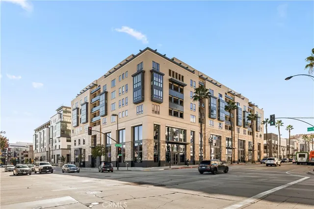 a view of a building and a street