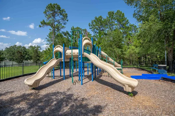 a view of a park with slide