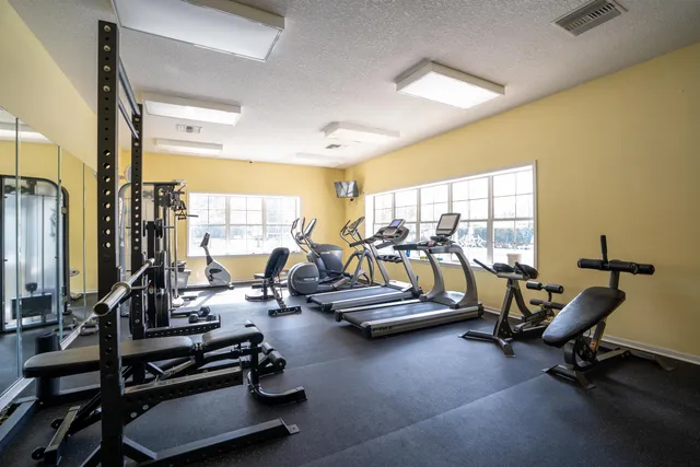 a view of a room with gym equipment