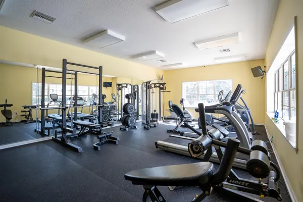 a view of a room with gym equipment