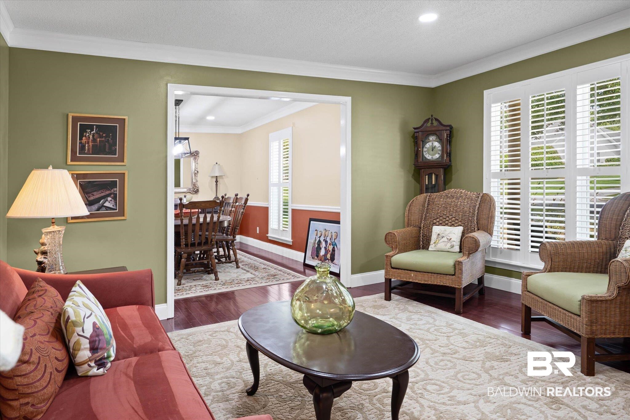 7410 Smithfield Road East Mobile, AL 36695 - Photo 3 of 24 Hardwood-style flooring throughout, with crown molding and recessed lighting
