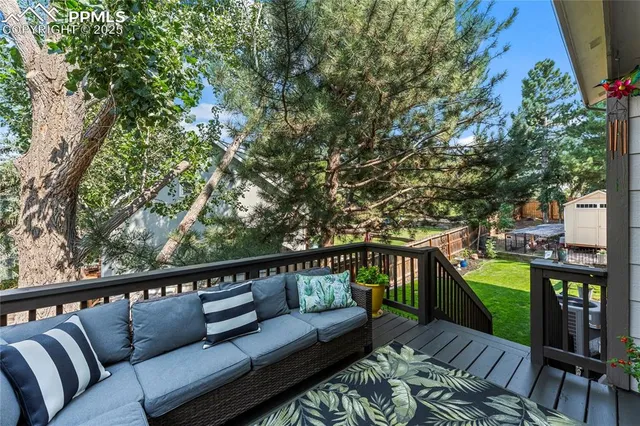 a view of a couches in the deck