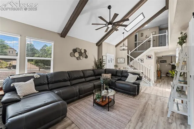 a living room with furniture