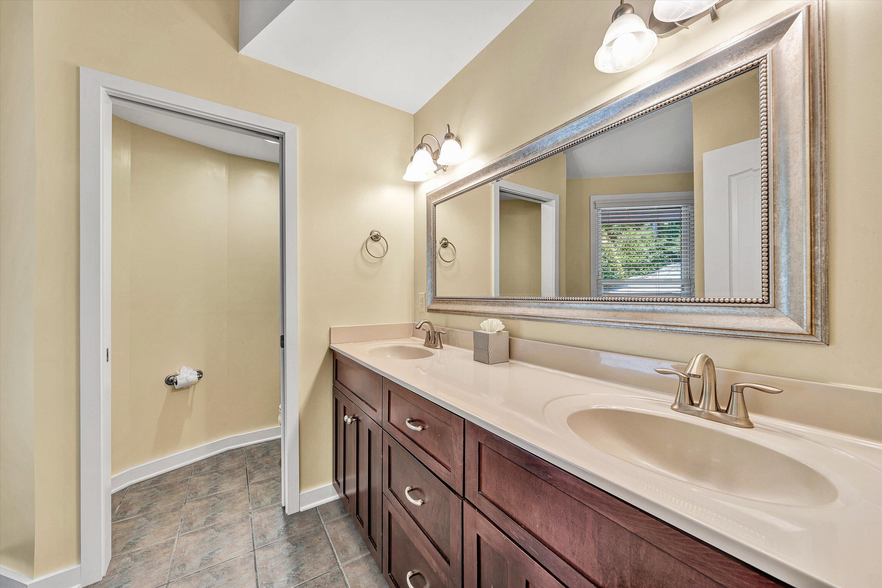 207 Winding Way Union Hall, VA 24176 - Photo 26 of 60 a bathroom with a sink a vanity a mirror and a shower