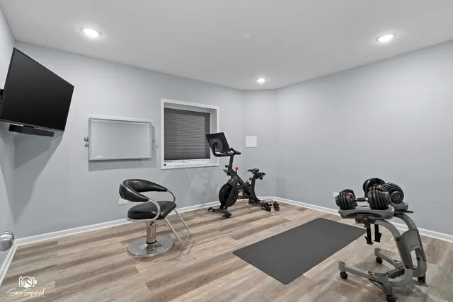 a view of a room with gym equipment