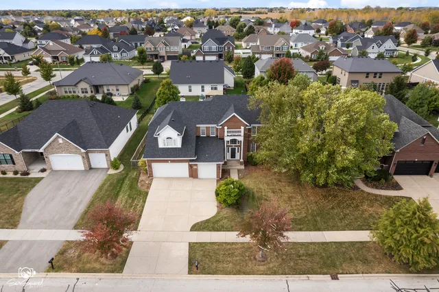 an aerial view of a house