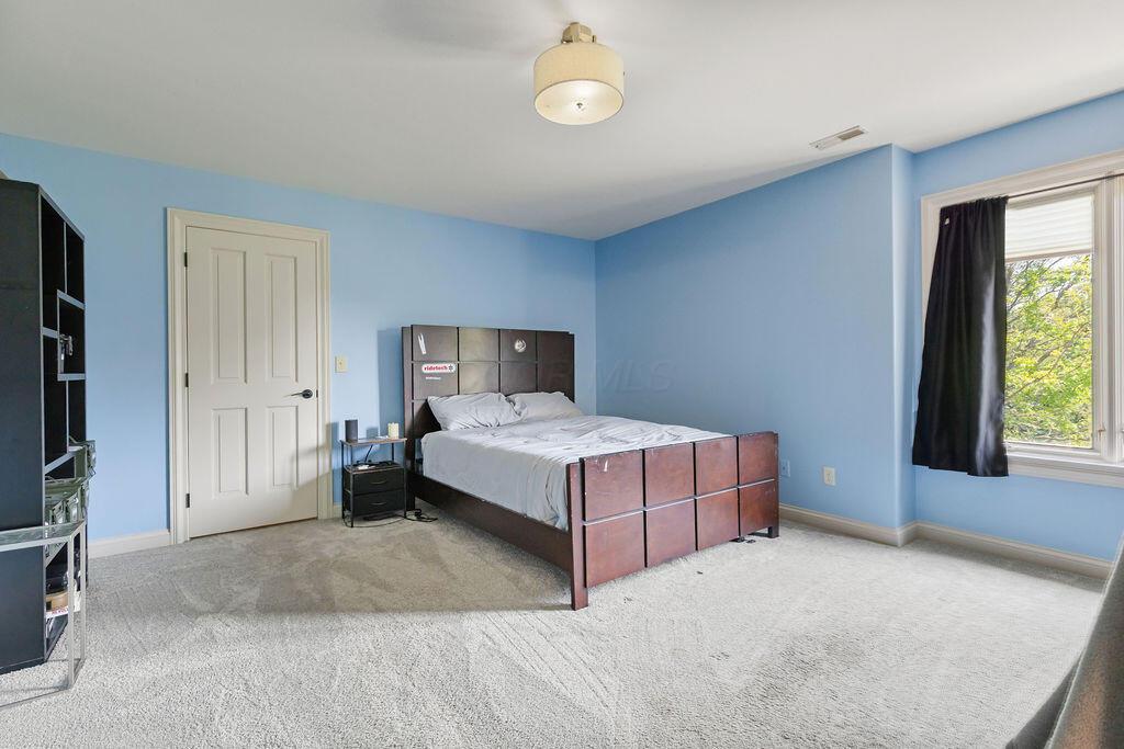 2570 Jewett Road Powell, OH 43065 - Photo 61 of 104 • Grey carpet • Blue painted walls • Ceiling light
