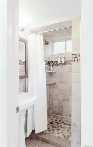 a bathroom with a shower