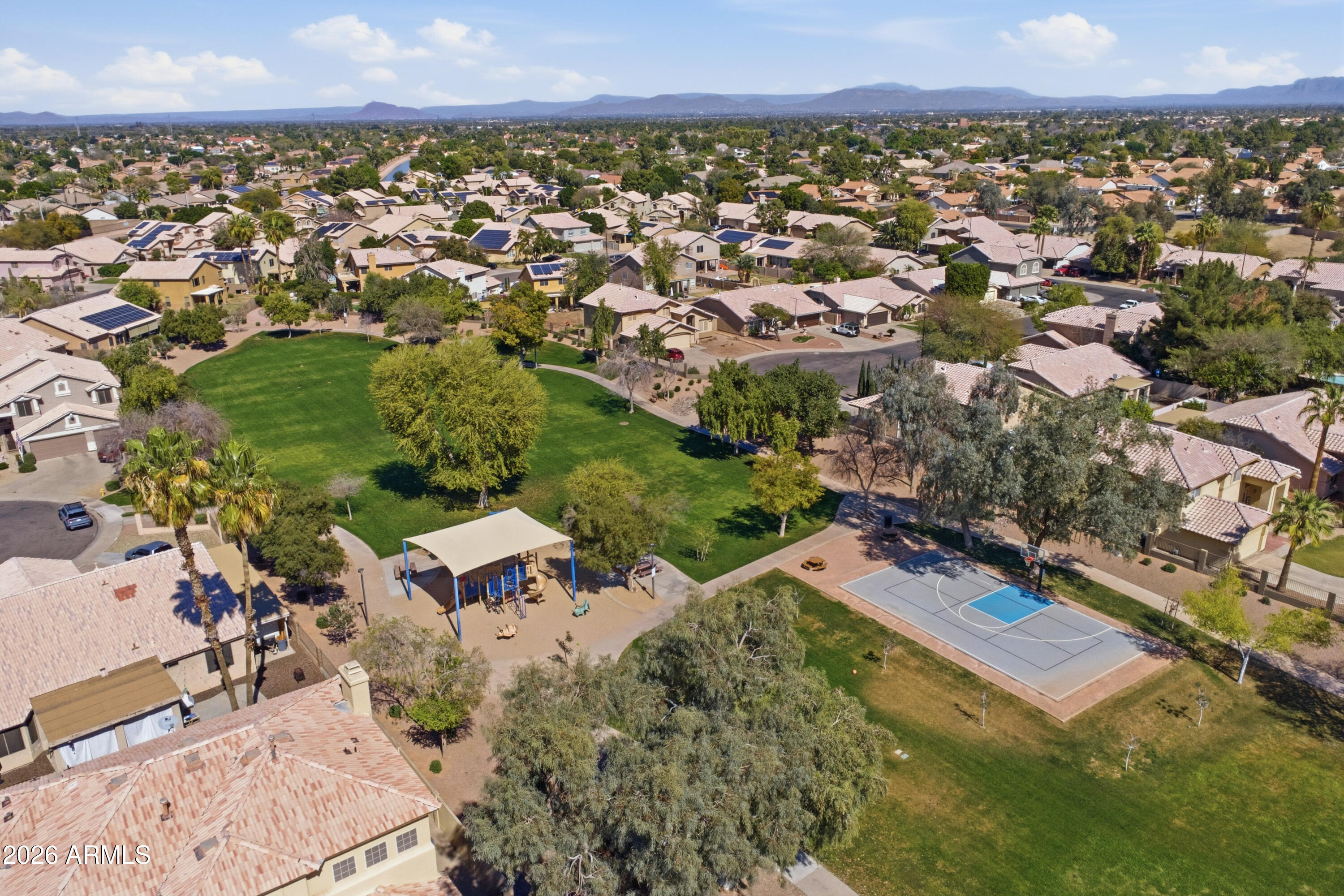 418 South Burk Street Gilbert, AZ 85296 - Photo 83 of 90 an aerial view of residential houses with outdoor space