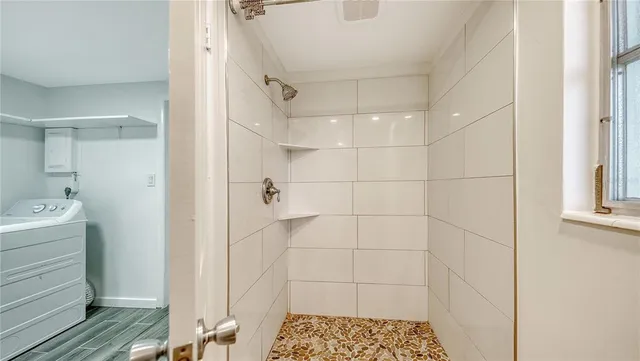 a bathroom with a shower