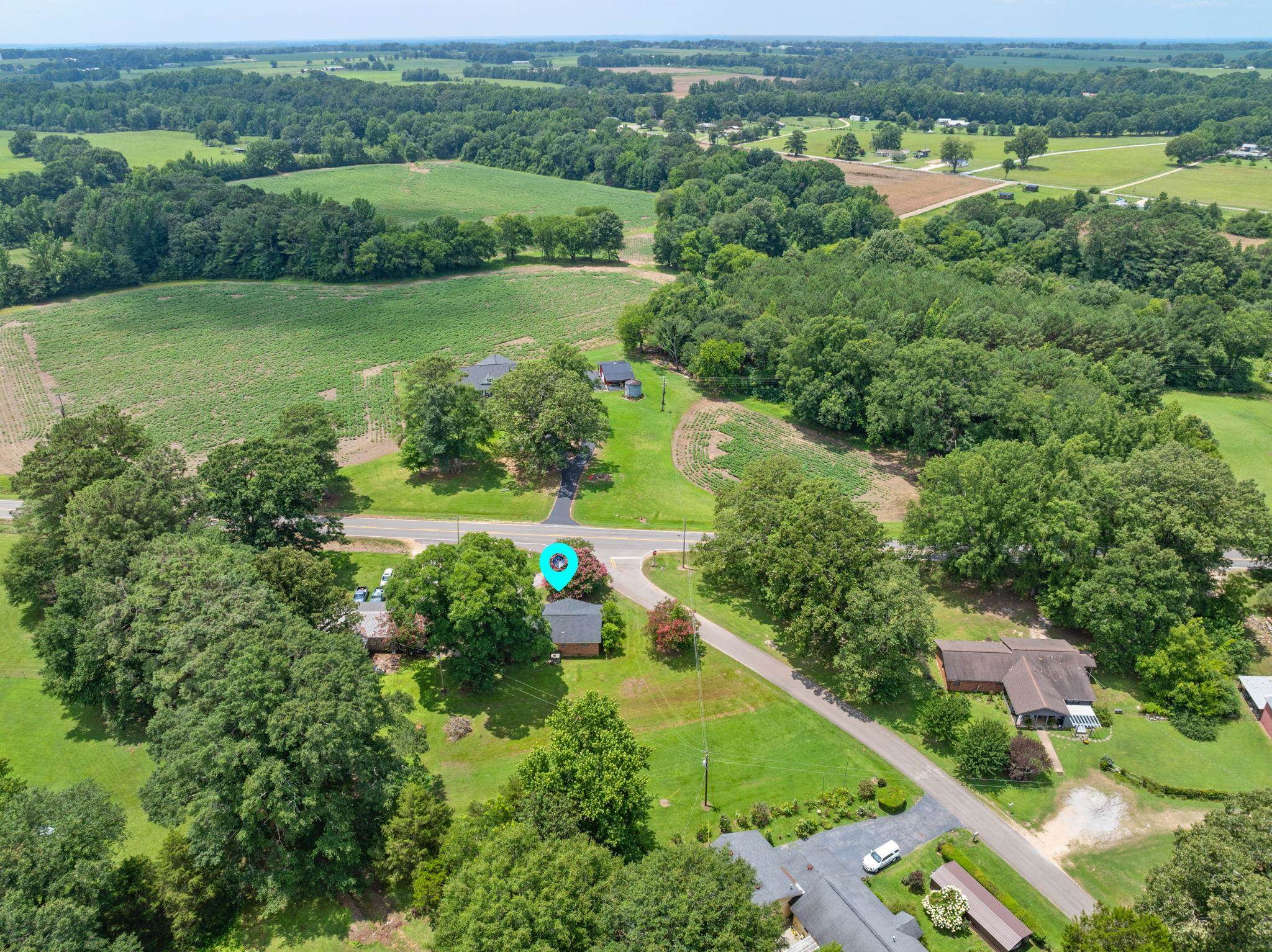 217 Red Bay Road Golden, MS 38847 - Photo 30 of 33 Expansive rural landscape featuring a single-story residence with a brown roof, surrounded by mature trees and cultivated fields