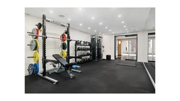 a view of a room with gym equipment