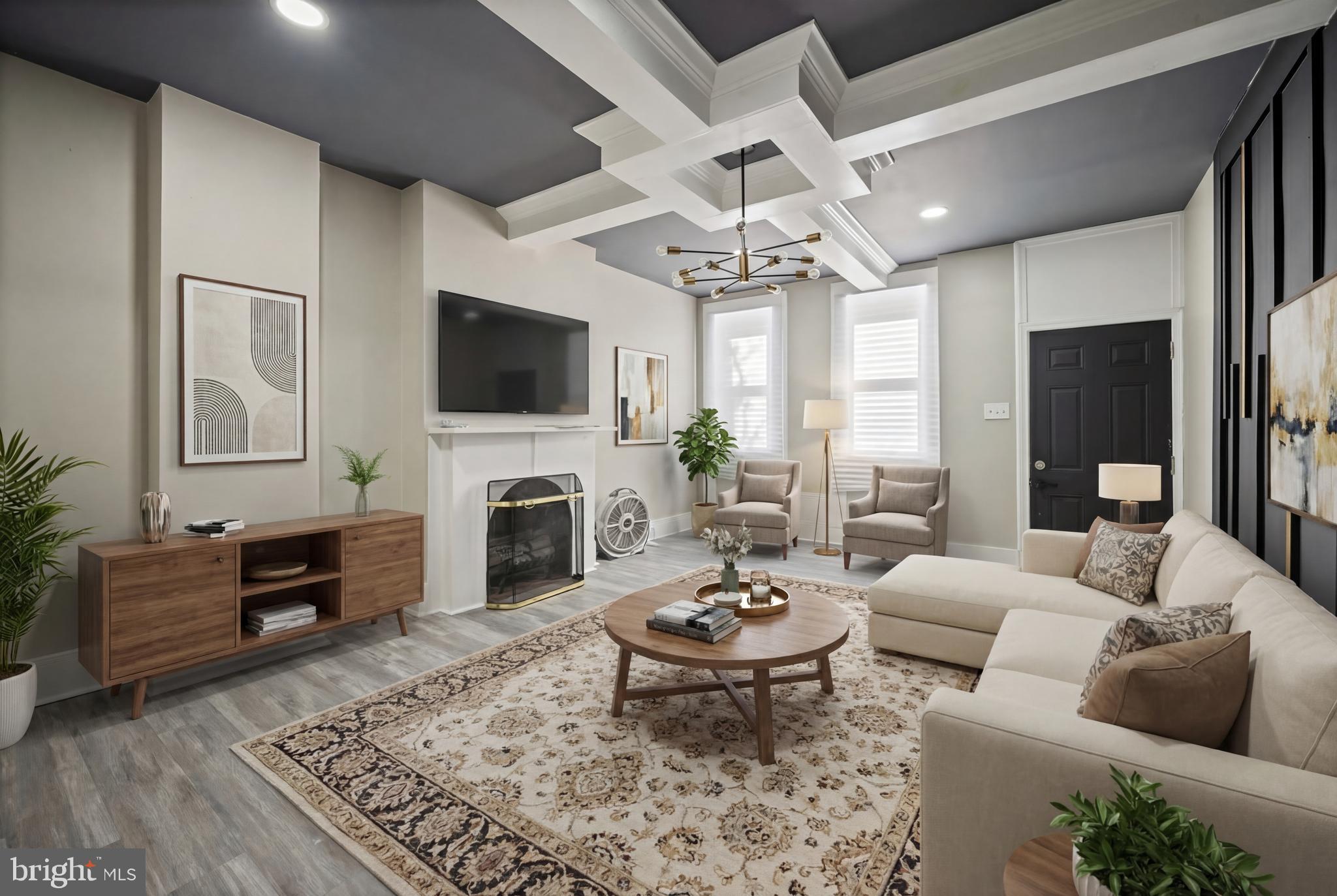 1038 Brantley Avenue Baltimore, MD 21217 - Photo 4 of 38 a living room with furniture a fireplace and a flat screen tv
