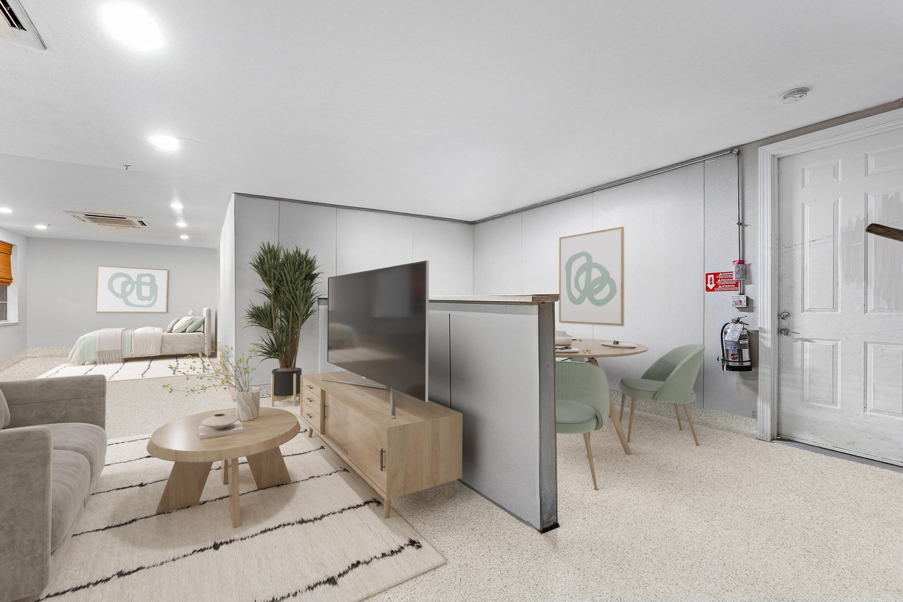 1056 Community Drive Jupiter, FL 33458 - Photo 41 of 50 a living room with furniture a flat screen tv and a refrigerator