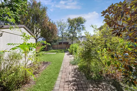 a view of a garden with pathway