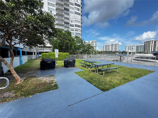 a view of a backyard with swimming pool