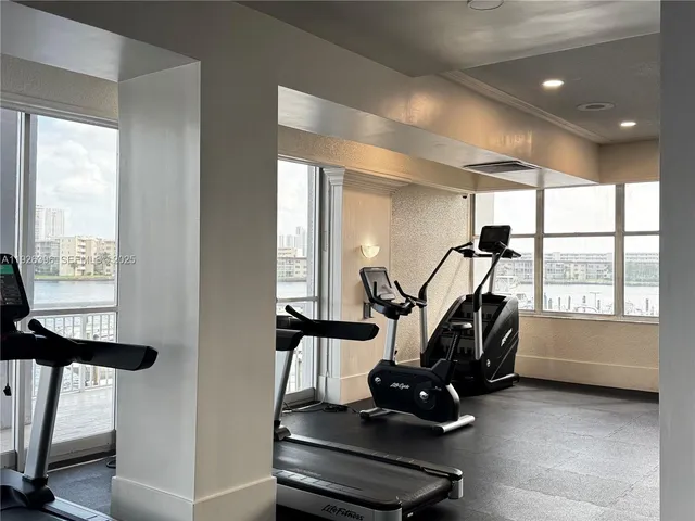 a view of a room with gym equipment
