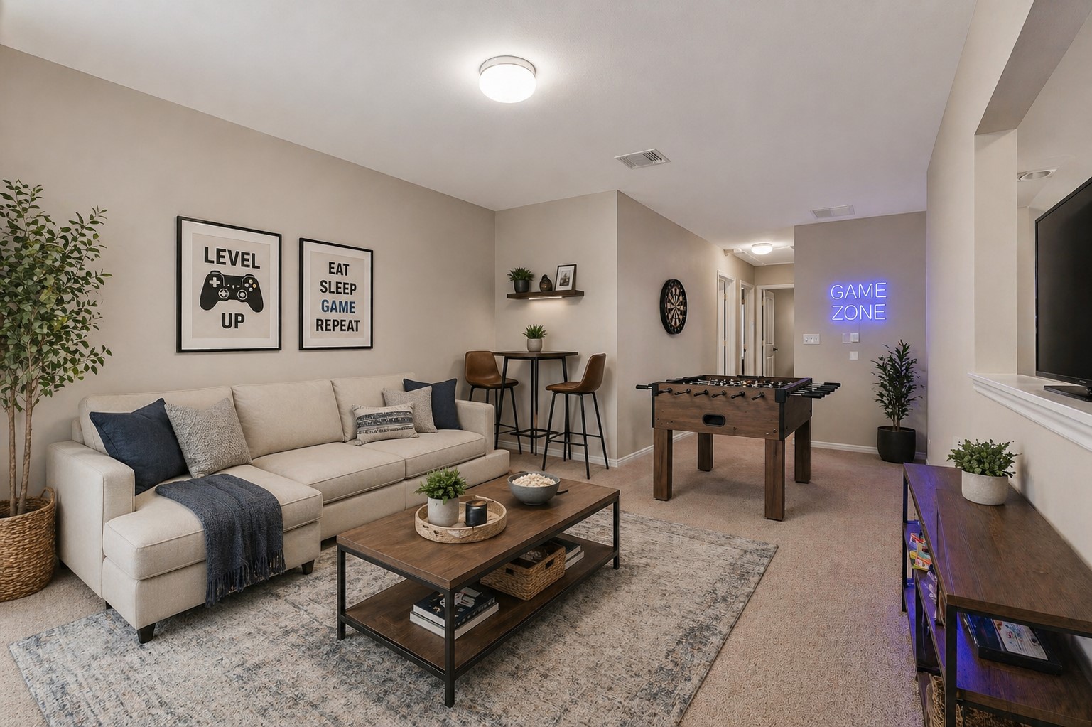 5905 Diamondleaf Bend Austin, TX 78724 - Photo 23 of 38 Carpeted bonus room featuring neutral wall tones, a built-in wall niche, and recessed lighting