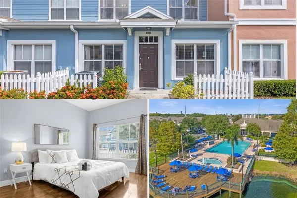 a view of front door of house with outdoor seating